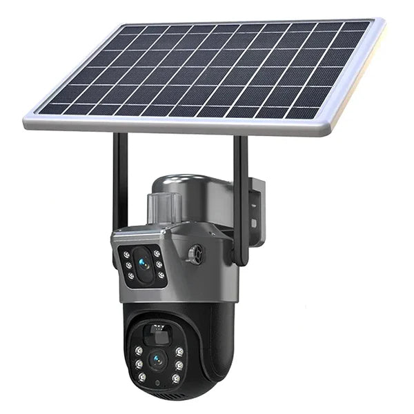 Camera de supraveghere cu panou solar,WIFI,senzor de miscare,lentile duble,4K HD 8MP
