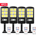 Set 4 x Lampa solara cu 6 celule, LED-uri COB si telecomanda