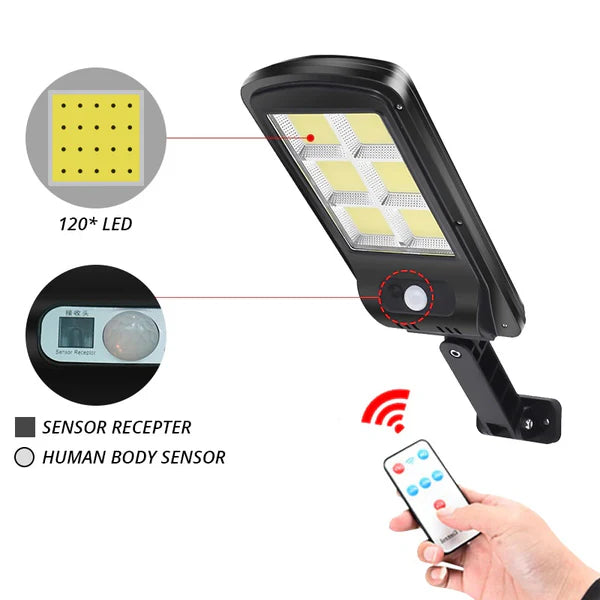 Set 4 x Lampa solara cu 6 celule, LED-uri COB si telecomanda