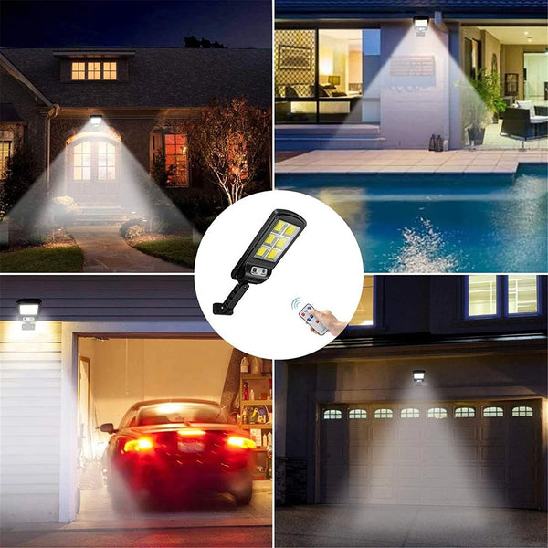 Set 4 x Lampa solara cu 6 celule, LED-uri COB si telecomanda