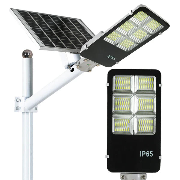 Lampa solara 500 W, LED SMD, cu panou solar, telecomanda si brat montare