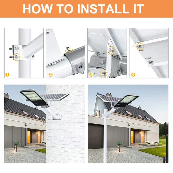 Lampa solara 500 W, LED SMD, cu panou solar, telecomanda si brat montare
